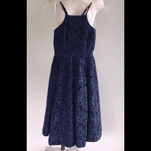 Tracy Reese Navy Blue Pattern Lace Party Dress